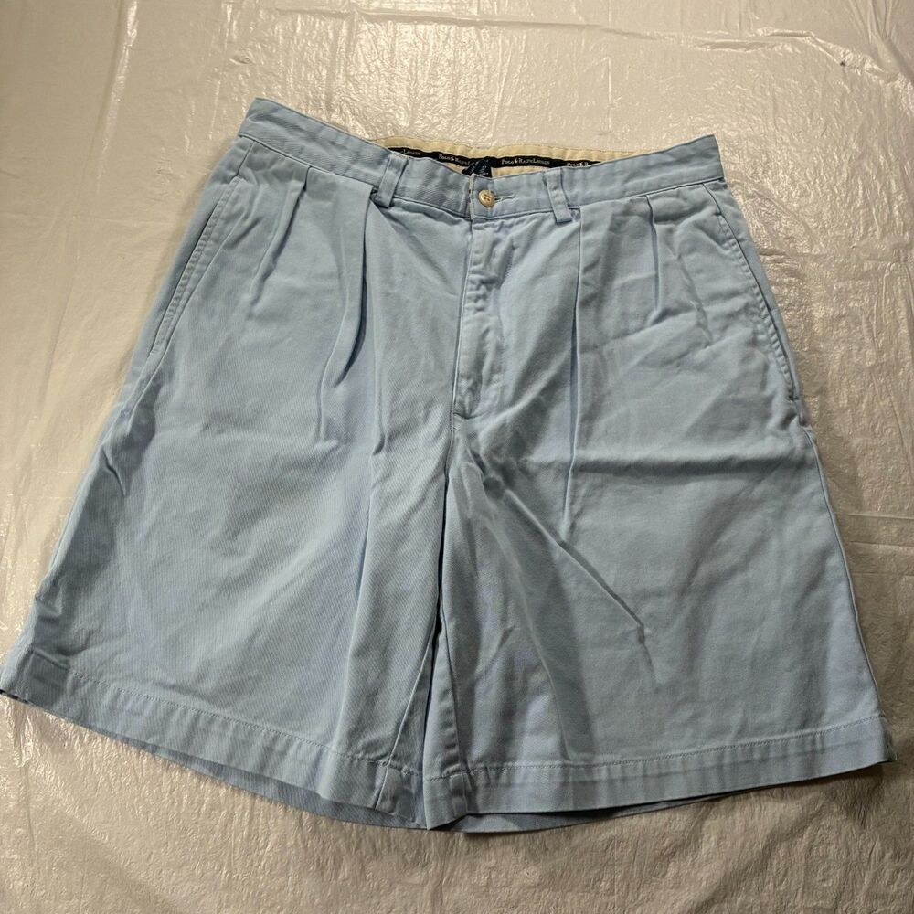 Vintage Polo Ralph Lauren Tyler Short Mens 33 Blue 90s Pleated Classic Chino